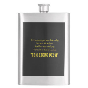Funny Shout Your Love in German Hip Flask