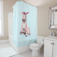 Funny Shower Curtain with Pink Donkey
