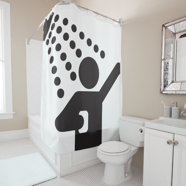 Funny Shower Symbol Man Shower Curtain (In Situ)