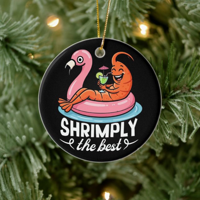 Funny Shrimp Beach Vacation Seafood Summer Pool Ceramic Tree Decoration (Tree)
