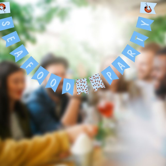 Funny shrimp seafood bunting banner (its a party but an extra yummy seafood party)