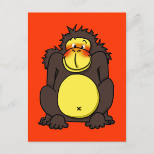 Funny shy gorilla postcard