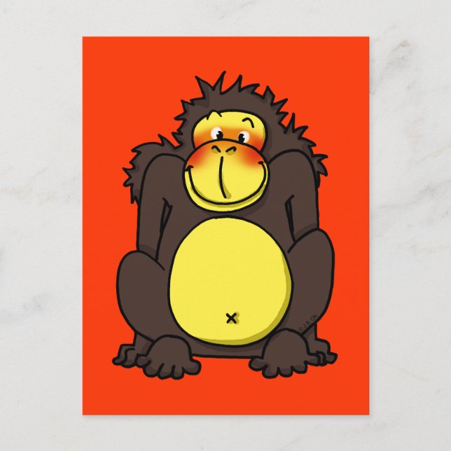 Funny shy gorilla postcard (Front)