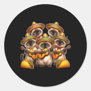 Funny Siamese Cat Cinco De Mayo Cats Classic Round Sticker
