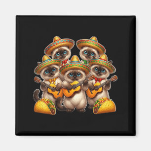 Funny Siamese Cat Cinco De Mayo Cats Magnet