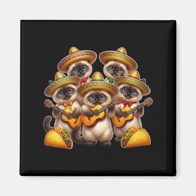 Funny Siamese Cat Cinco De Mayo Cats Magnet (Front)