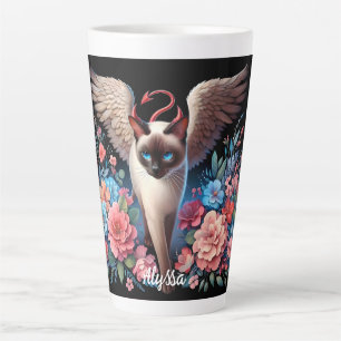 Funny Siamese Demon and Angel Cat  Latte Mug