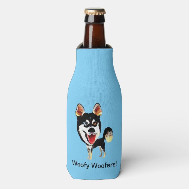 Funny Siberian Husky Can Cooler (Bottle Front)
