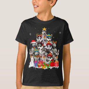 Funny Siberian Husky Christmas Tree Pet Dog Lover  T-Shirt