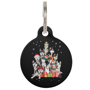 Funny Siberian Husky Christmas Tree Pet Dog Lover Tag