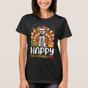 Funny Siberian Husky Dog Halloween Christmas Happy T-Shirt