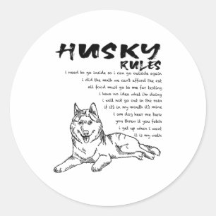 Funny Siberian Husky Dog Hand Drawn Art Men Women  Classic Round Sticker