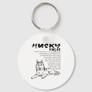 Funny Siberian Husky Dog Hand Drawn Art Men Women  Key Ring