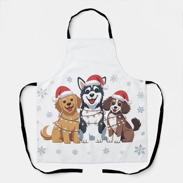 Funny Siberian Husky Dog Lover Christmas Tree   Apron (Front)