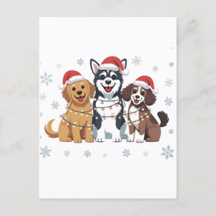 Funny Siberian Husky Dog Lover Christmas Tree Holiday Postcard