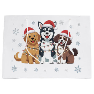 Funny Siberian Husky Dog Lover Christmas Tree Large Gift Bag