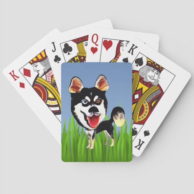Funny Siberian Husky Dog Playing Cards (Back)