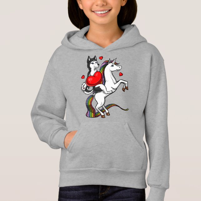 Funny Siberian Husky Dog Riding Unicorn (Front)