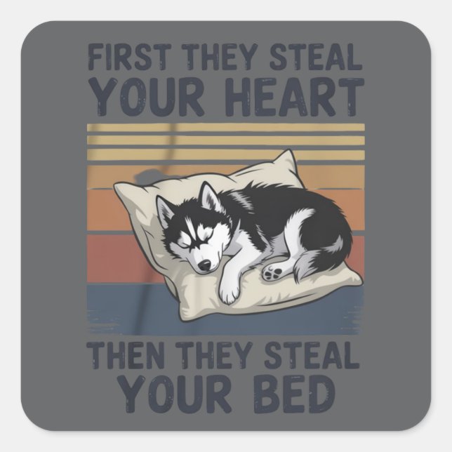 Funny Siberian Husky Pet Lovers Dog Owner  Square Sticker (Front)