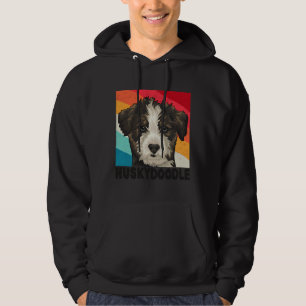Funny Siberian Huskydoodle Art Retro Face Huskydoo Hoodie