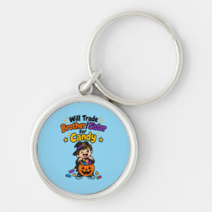 Funny Sibling Halloween Will Trade Brother Sister Key Ring