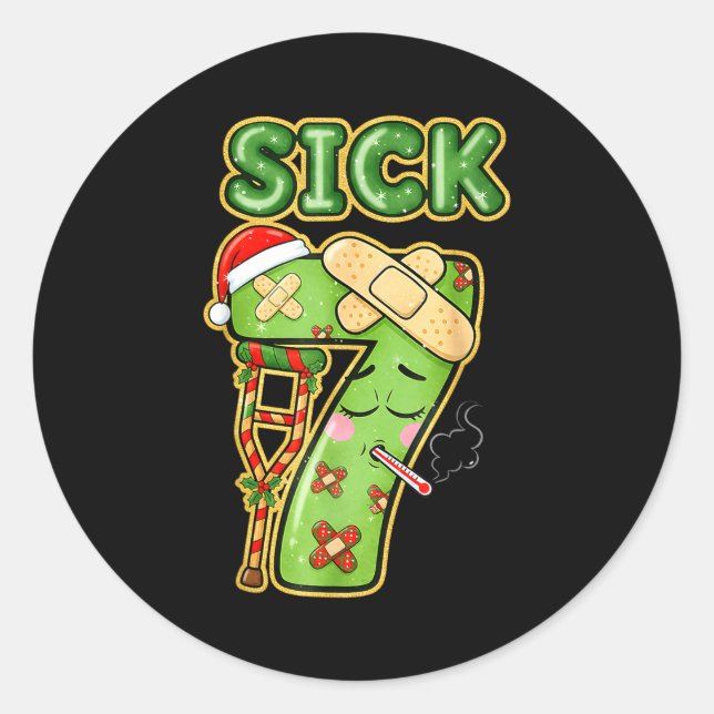 Funny Sick Seven Meme 67 Six Seven Santa Hat Chris Classic Round Sticker (Front)