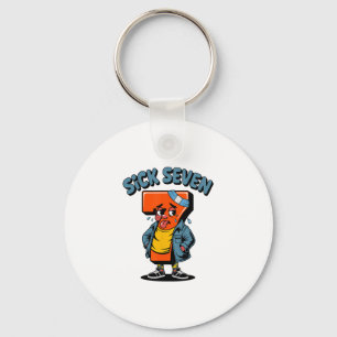 Funny Sick Seven Meme Six Seven Wordplay Halloween Key Ring