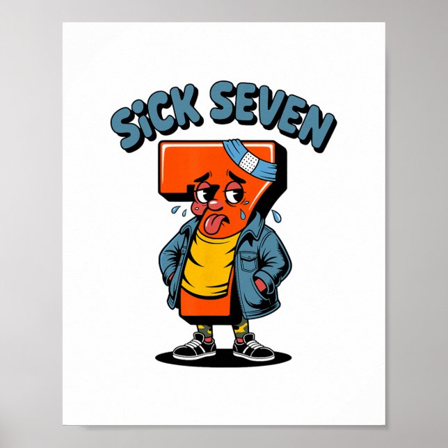 Funny Sick Seven Meme Six Seven Wordplay Halloween Poster (Front)