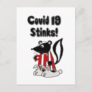 Funny Sick Skunk Covid 19 Stinks Postcard