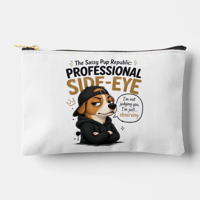 Funny Side-Eye Dog - "I'm Not Judging You" Accessory Pouch (Front)
