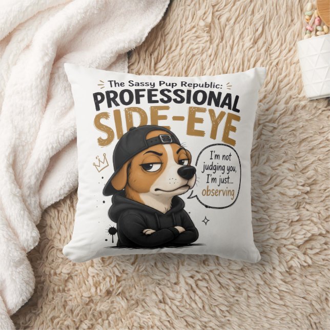 Funny Side-Eye Dog - "I'm Not Judging You" Cushion (Blanket)