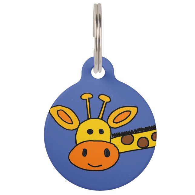 Funny Sideways Giraffe Face Cartoon Pet Tag (Front)