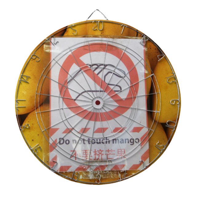 Funny Sign 'Do not touch mango' Dartboard (Front)