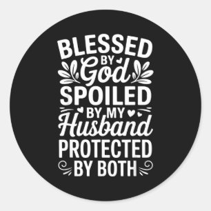 Funny Siled Wife Art For Women Girls Mpy Old Husba Classic Round Sticker