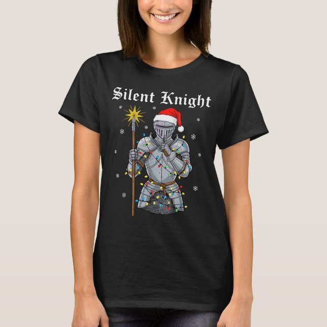 Funny Silent Santa Knight Medieval Christmas Warri T-Shirt (Front)
