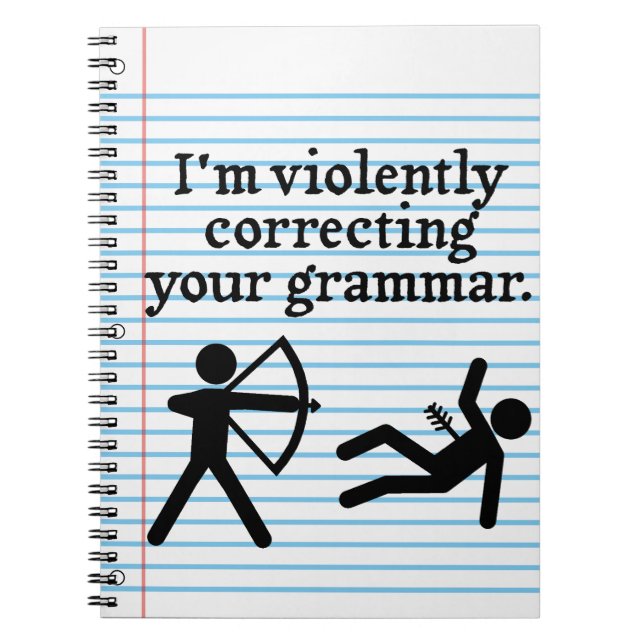 Funny "Silently Correcting Your Grammar" Spoof Spiral Notebook (Front)