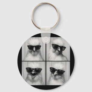 Funny Silkie Chicken Lover Cute Farm Animal Photo  Key Ring