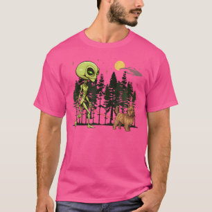 Funny Silky Terrier Alien Walking Ufo Pet Dog Mum  T-Shirt