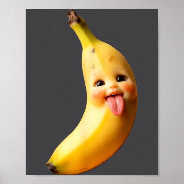 Funny Silly Ai Banana Gen Z Meme Brainrot Humor To Poster (Front)