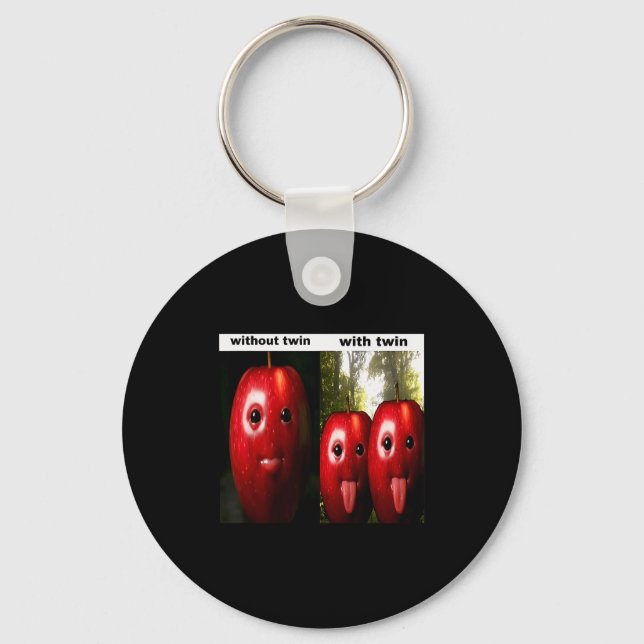 Funny Silly Ai Gen Z Meme Brainrot Humor Twins Bro Key Ring (Front)