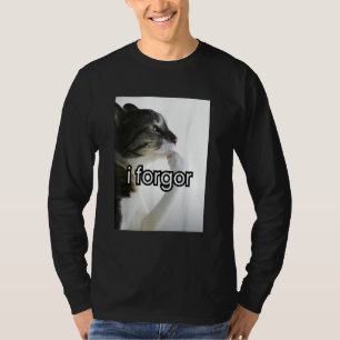 funny silly cat meme i forgor cringe brainrot meme T-Shirt