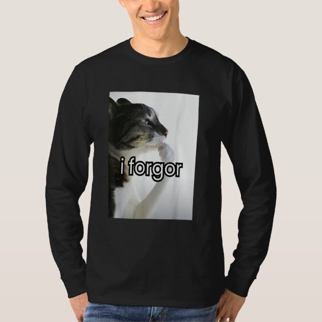 funny silly cat meme i forgor cringe brainrot meme T-Shirt (Front)