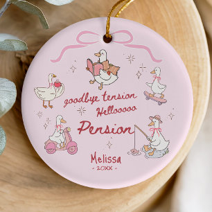 Funny Silly Duck Goodbye Tension Hello Pension Ceramic Tree Decoration