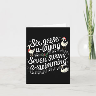 Funny Silly Goose 6 Geese Laying 7 Swans Swimming Card