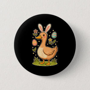 Funny Silly Goose Bunny Rabbit Eggs Happy Easter  6 Cm Round Badge