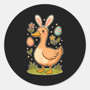 Funny Silly Goose Bunny Rabbit Eggs Happy Easter Classic Round Sticker