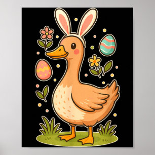 Funny Silly Goose Bunny Rabbit Eggs Happy Easter Poster