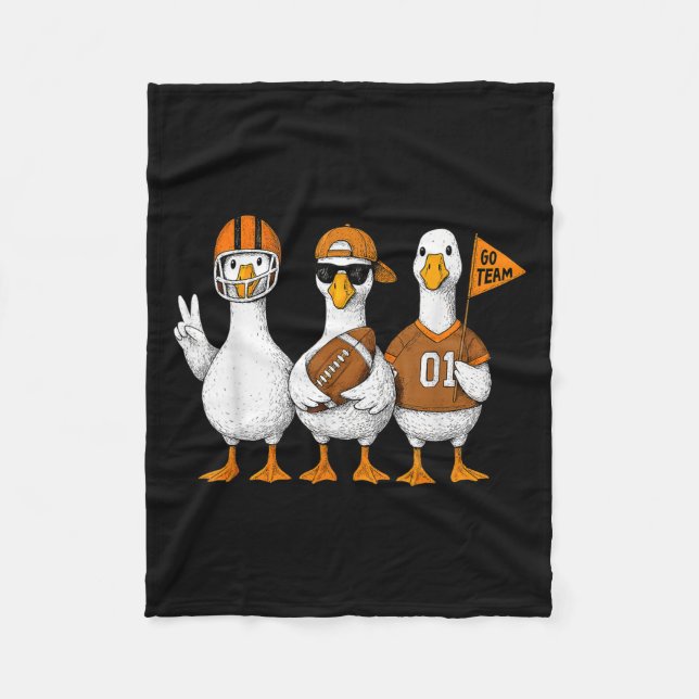 Funny Silly Goose Duck Football Fall Football Game Fleece Blanket (Front)