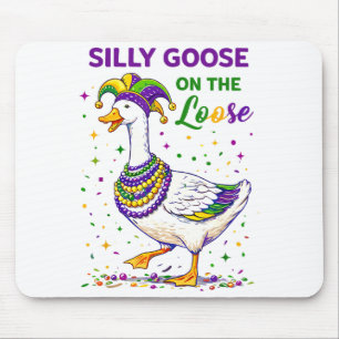 Funny Silly Goose Mardi Gras  Mouse Pad