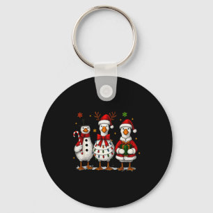 Funny Silly Goose Merry Christmas Lights Goose Xma Key Ring